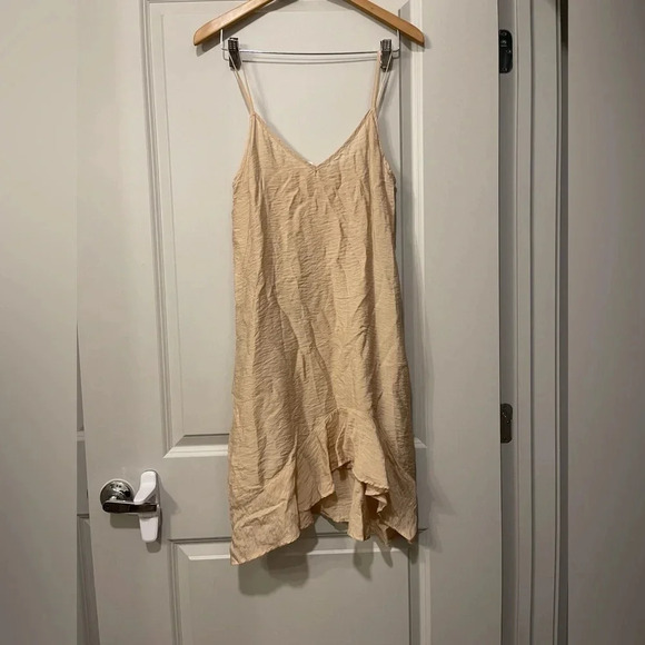 Lacausa Revolve Light nude Asymmetrical Ruffle Slip Midi Dress Small - Picture 3 of 4